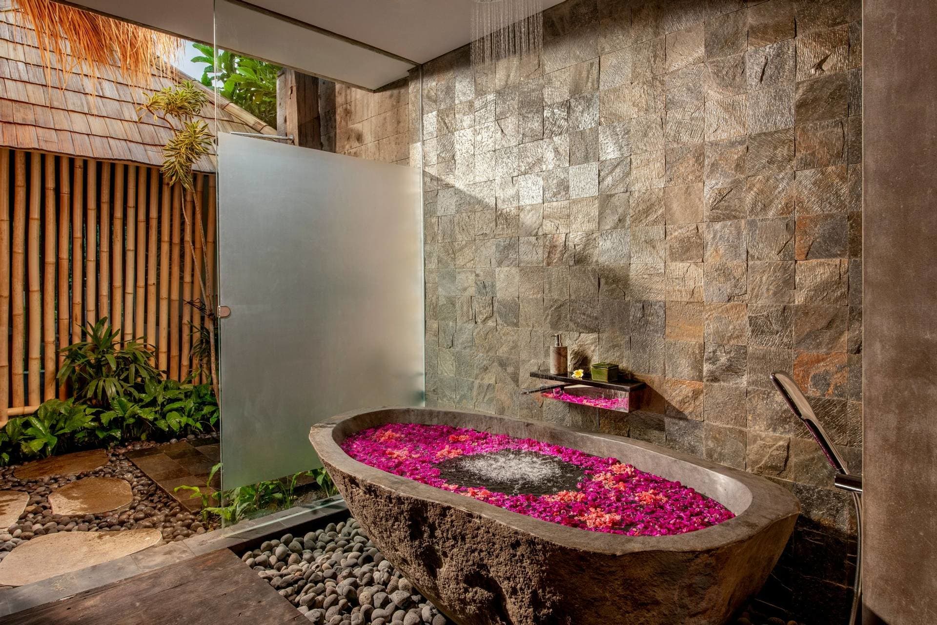 Fivelements Bali bath ritual hillside suites bathtub